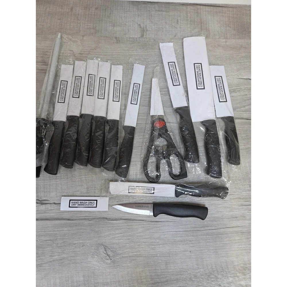 Farberware Knife Lot Kitchen Cutlery Set New Utility Chef Knives with Shears New